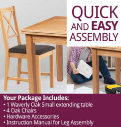 Hallowood Furniture Waverly Small Extending Table With 4 Cross Back Oak Chairs With Charcoal Grey Fabric Seat - thumbnail 7