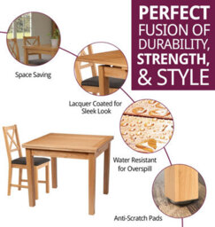Hallowood Furniture Waverly Small Extending Table With 4 Cross Back Oak Chairs With Charcoal Grey Fabric Seat - thumbnail 2
