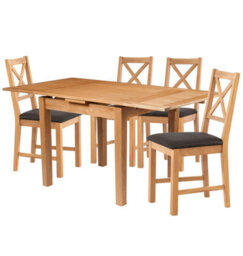 Hallowood Furniture Waverly Small Extending Table With 4 Cross Back Oak Chairs With Charcoal Grey Fabric Seat - thumbnail 8