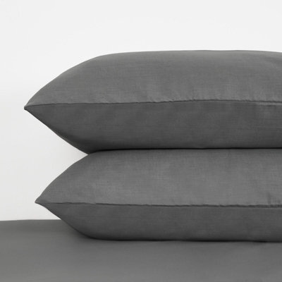 Ohs 2 X Soft Polycotton Housewife Pillowcase Set, Charcoal - 50 X 75Cm - image 1
