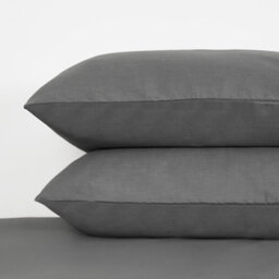 Ohs 2 X Soft Polycotton Housewife Pillowcase Set, Charcoal - 50 X 75Cm