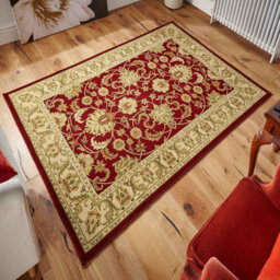 Persian Bordered Easy To Clean Red Floral Traditional Rug For Dining Room-240Cm X 340Cm - thumbnail 1