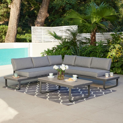 Home Detail Bali Garden Corner Lounge Set With Built-In Tables, Grey - image 1