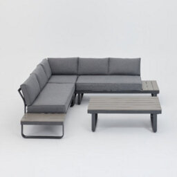 Home Detail Bali Garden Corner Lounge Set With Built-In Tables, Grey - thumbnail 3