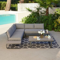 Home Detail Bali Garden Corner Lounge Set With Built-In Tables, Grey - thumbnail 2