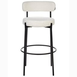 Beliani Set Of 2 White Boucle Bar Stools With Matte Black Steel Legs, Modern Kitchen Counter Chairs - thumbnail 1