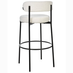 Beliani Set Of 2 White Boucle Bar Stools With Matte Black Steel Legs, Modern Kitchen Counter Chairs - thumbnail 6