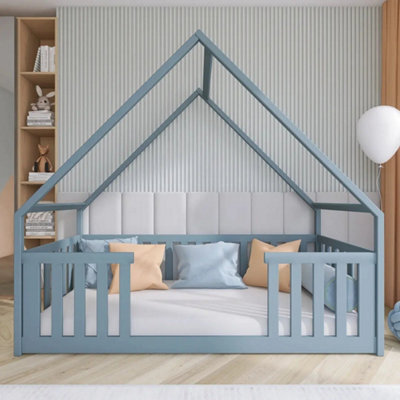 Arte Grey Wooden Single House Bed Bee 90X190Cm - Safe Low Profile With Versatile Elegance - image 1