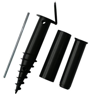 Heavy Duty Plastic Screw In Parasol Ground Spike Adjustable 32-50mm Pole Holder Garden Umbrella Rotary Airer Anchor Base - image 1