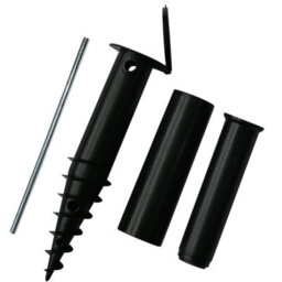 Heavy Duty Plastic Screw In Parasol Ground Spike Adjustable 32-50mm Pole Holder Garden Umbrella Rotary Airer Anchor Base - thumbnail 1