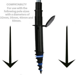 Heavy Duty Plastic Screw In Parasol Ground Spike Adjustable 32-50mm Pole Holder Garden Umbrella Rotary Airer Anchor Base - thumbnail 3