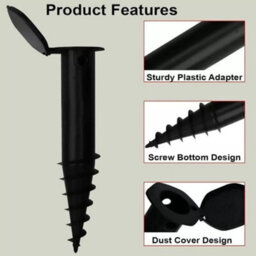 Heavy Duty Plastic Screw In Parasol Ground Spike Adjustable 32-50mm Pole Holder Garden Umbrella Rotary Airer Anchor Base - thumbnail 4