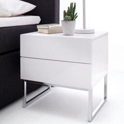 Furniture in Fashion Strada High Gloss Bedside Cabinet With 2 Drawers In White