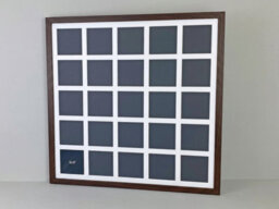 "Photoframesandmore Walnut Colour Multi Aperture Frame. Holds Twenty-Five 4X4"" Photos. 60X60Cm." - thumbnail 1
