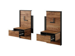 Arte Modern Milton Bedside Cabinet Set Of 2 - Oak Chestnut & Anthracite, Led Lit H1020mm W490mm D400mm - thumbnail 2