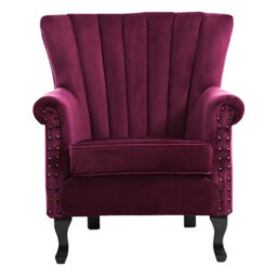 Living And Home Wine Red Vintag Armchair With Rubberwood Legs, 90Cm H - thumbnail 5
