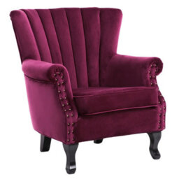Living And Home Wine Red Vintag Armchair With Rubberwood Legs, 90Cm H - thumbnail 3