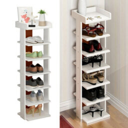Living And Home 7 Tier Freestanding Wooden Shoe Rack Shoe Storage Organizer Space Saving Display Shelf - thumbnail 3