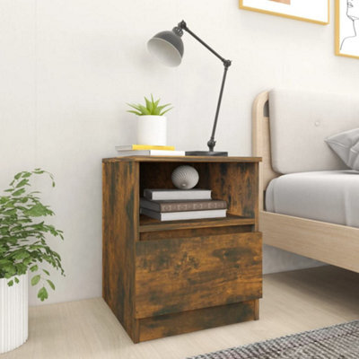 Berkfield Bedside Cabinets 2 Pcs Smoked Oak 40X40X50 Cm Engineered Wood - image 1