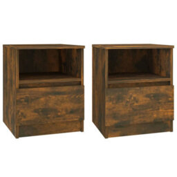 Berkfield Bedside Cabinets 2 Pcs Smoked Oak 40X40X50 Cm Engineered Wood - thumbnail 2
