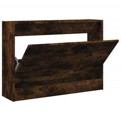 Berkfield Durable Shoe Cabinet Smoked Oak 80X21X57 Cm Engineered Wood