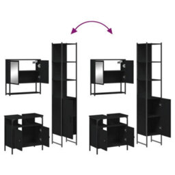 Berkfield 3 Piece Bathroom Furniture Set Black Engineered Wood - thumbnail 9