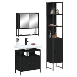 Berkfield 3 Piece Bathroom Furniture Set Black Engineered Wood - thumbnail 1
