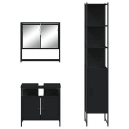 Berkfield 3 Piece Bathroom Furniture Set Black Engineered Wood - thumbnail 6