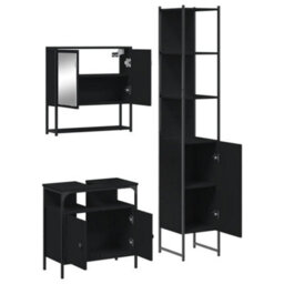 Berkfield 3 Piece Bathroom Furniture Set Black Engineered Wood - thumbnail 5