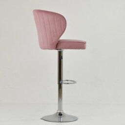 Lakeland Furniture Asham Pink Velvet Chrome Gas Lift Base Bar Stool - thumbnail 5