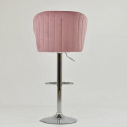 Lakeland Furniture Asham Pink Velvet Chrome Gas Lift Base Bar Stool - thumbnail 6
