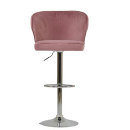 Lakeland Furniture Asham Pink Velvet Chrome Gas Lift Base Bar Stool