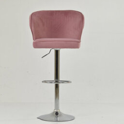 Lakeland Furniture Asham Pink Velvet Chrome Gas Lift Base Bar Stool - thumbnail 2