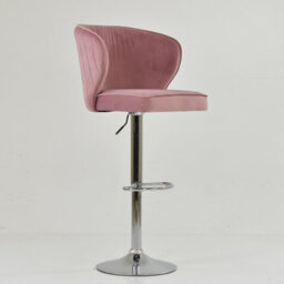 Lakeland Furniture Asham Pink Velvet Chrome Gas Lift Base Bar Stool - thumbnail 3