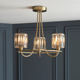 Luminosa Berenice 3 Light Multi Arm Glass Shade Semi Flush Ceiling Lamp Antique Brass - thumbnail 2