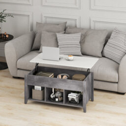 Gainoom Lift Up Coffee Table Rising Center Table Accent Table W/ Lift Top-Grey - thumbnail 3