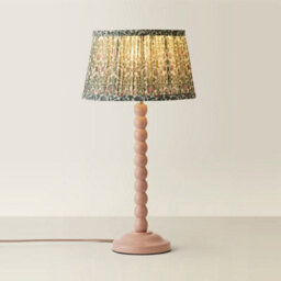 Valuelights Bobbin Pastel Pink Table Lamp With Floral Pleated Shade And Bulb - thumbnail 4