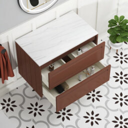 Royal Bathrooms Royal Bathroom Elmore 800mm Terracotta Clay Wall Mounted Countertop Bathroom Vanity Unit 2 Drawer With Art Square Basin - thumbnail 6