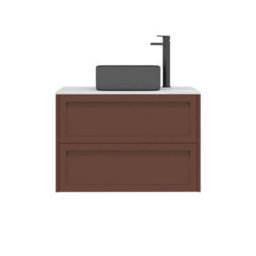 Royal Bathrooms Royal Bathroom Elmore 800mm Terracotta Clay Wall Mounted Countertop Bathroom Vanity Unit 2 Drawer With Art Square Basin - thumbnail 7
