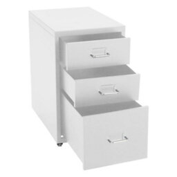Living And Home White 48.5Cmh 3 Drawers Mobile Under Desk Storage Metal File Cabinet With Wheels - thumbnail 4