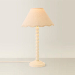 Valuelights Bobbin Natural Trim Linen Shade Cream Bobble Table Lamp - thumbnail 3