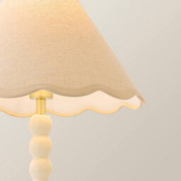 Valuelights Bobbin Natural Trim Linen Shade Cream Bobble Table Lamp - thumbnail 4