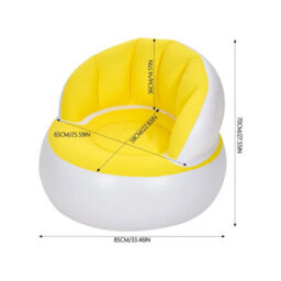 Yellow Portable Inflatable Lounge Chair Air Sofa Single Seat Couch - thumbnail 2