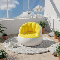 Yellow Portable Inflatable Lounge Chair Air Sofa Single Seat Couch - thumbnail 1