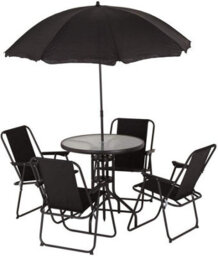 4 Seater Patio Dining Set With Parasol Garden Table And Chairs Set With 4 Foldable Chairs - thumbnail 4