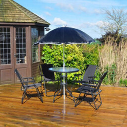 4 Seater Patio Dining Set With Parasol Garden Table And Chairs Set With 4 Foldable Chairs - thumbnail 2