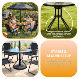 4 Seater Patio Dining Set With Parasol Garden Table And Chairs Set With 4 Foldable Chairs - thumbnail 9