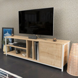 Decorotika Oneida Tv Stand Tv Unit For Tv's Up To 72 Inch White And Oak - thumbnail 2