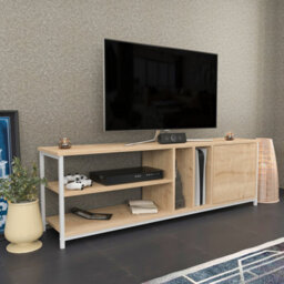 Decorotika Oneida Tv Stand Tv Unit For Tv's Up To 72 Inch White And Oak - thumbnail 3
