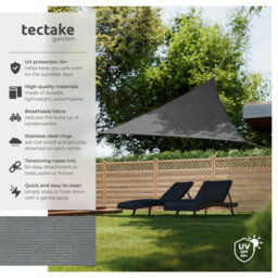 Tectake Shade Sail - Triangular With Uv Protection 50+, Water-Repellent, Grey - 4 X 4 X 4 M - Grey - thumbnail 2